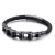 Import Hot sell stainless steel man punk genuine leather bracelet jewelry black braid motorcycle bike chain leather bracelet from China