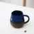 Import Hot selling cheap porcelain mug/cup stripe relief tea milk coffee unique antique blue coffee ceramic mug with custom logo from China