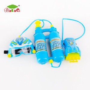 hot selling summer set 3 in 1 lighting plastic water toy gun with spraying helmet gloves