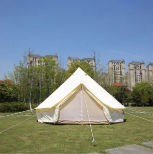 Hotsales luxury bell tent tourism project glamping tent hotel cotton canvas fabric waterproof resort bell tents