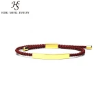 HS Jewelry Modern Woven Friendship Bracelets, Stainless Steel Gold Plated Bar Engraving Believe Adjustable Braided Rope Bracelet
