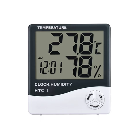 HTC-1 large screen home temperature and humidity meter high precision indoor with electronic alarm clock thermometer