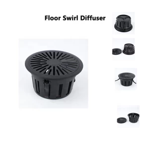 HVAC System Round PC Plastic Circular Floor Swirl Grille Diffuser Black Adjustable Air Vent