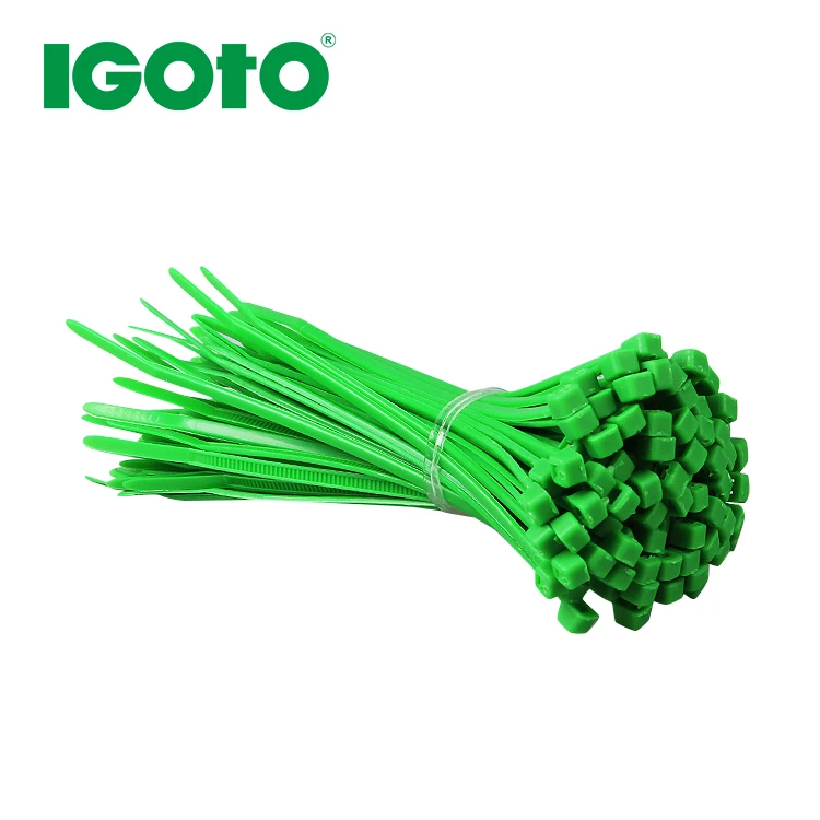 IGOTO factory price 150mm zip tie nylon 66 green plastic cable ties