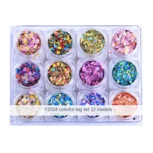 IMAGNAIL Natural Gel Cream 12 Colors Heart Moon Star Shape Mix Size Makeup Body Glitter for Stage Face Eye Body Makeup