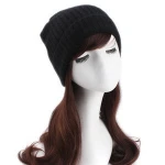 IMF Cashmere Mens Ribbed 100% Cashmere Knitting Beanie Hat Black