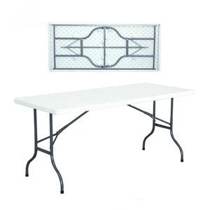 Indoor & Outdoor Plastic White Long Rectangular Narrow Dining Folding Table