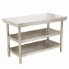 Industrial Kitchen 2 layers Brushed Stainless Steel Top Work Table Steel