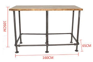 Industrial metal pipe frame unique style stand up wood bar dining farmhouse tables