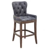 Industrial Style Oak Wood Frame Antique Leather Bar Stool