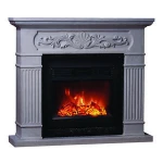 Ivory Carved Front Polystone Mantel Electric fireplace