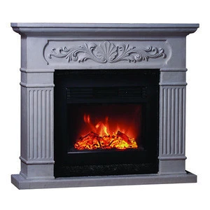 Ivory Carved Front Polystone Mantel Electric fireplace
