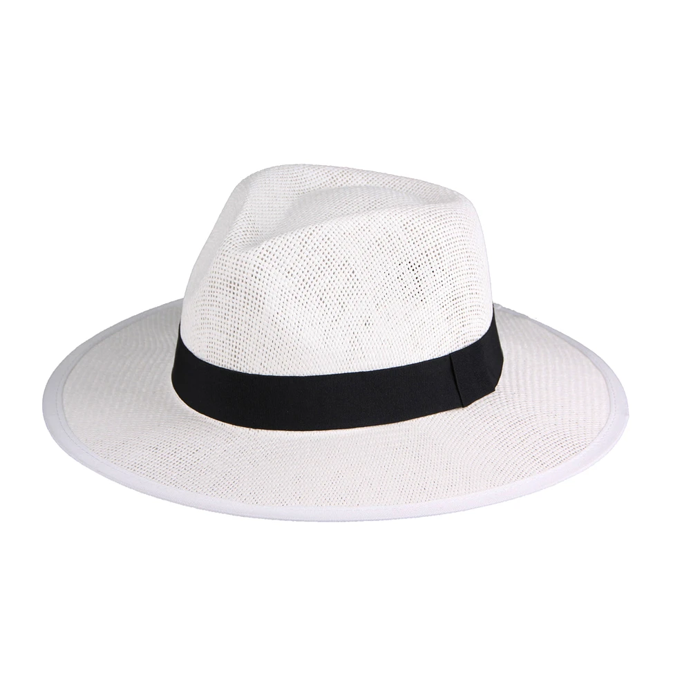 JAKIJAYI Brand Panama Jack Panama Straw Hat Mens Linen Custom Panama Jazz Hat Paper Character Ribbon & Rope Adults Female Plain