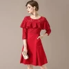 KEYIDI red fashion shot front back long sexy slim lace casual women dress