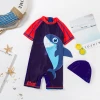 Kids beach leisure sportswear, sun hat, boys and children, one-piece swimsuit, swimming trunks, quick-drying, pattern: whale
