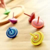 Kids Kindergarten Learning Educational Toy Multicolor Mini Cartoon Wooden Spinning Top Toy Wood Gyro Classic Toys