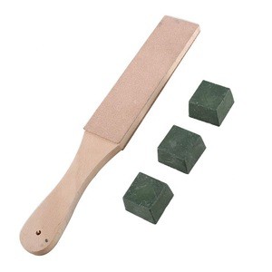 Kitchen Knife Sharpening Tools Vegetable Tanned Honing Strop Stropping Beech Wood Leather Strops With Polishing Compound