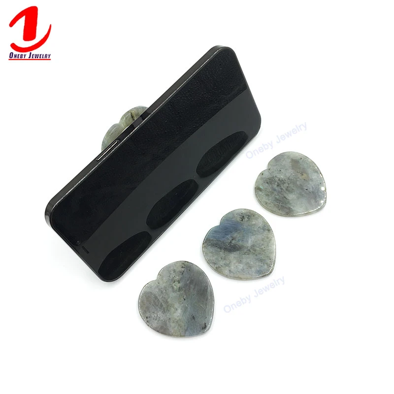 Labradorite Heart Custom Pocket Mobile Phone Case Stand Popping Up Cell Phone Holder Grip Phone Finger with Grip