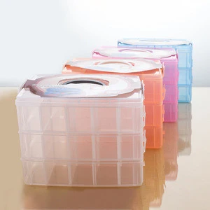Large 3-layer detachable 3-layer 30 lattice portable transparent plastic jewelry cosmetic storage box fishing gear storage box