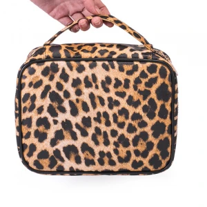 Large Small PU leather leopard storage toiletry makeup cosmetic bag pouch box Makeup Case Leopard Handle Cosmetic Bag