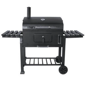 Large Trolley  Round Cooking Grill Barbecue Smoker with Chimney Charcoal BBQ with Lid 152x73x137cm XXL