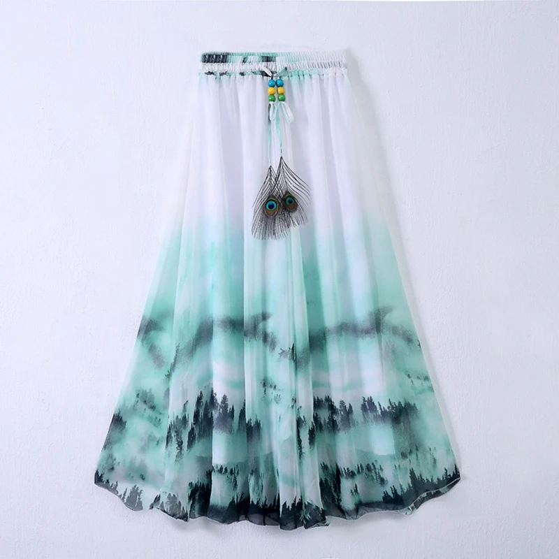 Latest Beautiful Design Long Skirts Arabic long skirt Chiffon long women skirts