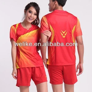 Latest men and women shirt badminton jersey and shorts red badminton sportswear