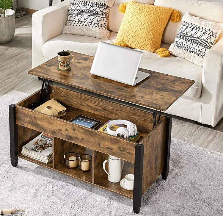 Living room wooden lift up coffee table modern with hidden storage