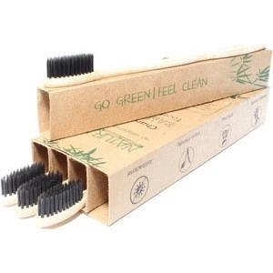 Low MOQ 100 natural 100% biodegradable 4 pack bamboo toothbrush for adult