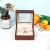 Luxury Custom Logo Square Wooden Multiple Rings Jewelry Box Packaging Organizer