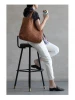 luxury high quality pure hand knitted genuine leather women tote bag