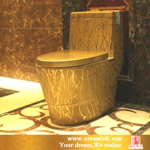 Luxury hotel single piece toilet gold toilet bowl 2020