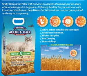Manufacture High Quality Plant Cat Litter Premium Wheaty 100% Natural