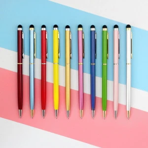 Manufacture wholesales cheap price high quality promotional custom logo slim thin hotel stylus pen metal ballpoint pen