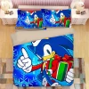 Manufacturer Online Games Sonic Boy Sonic Hedgehog Personalized Cartoon Brushed Print Set of 1.5m Bedding Four-piece Bedding Set