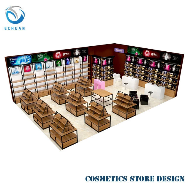 Mart Shelf System Convenient Cases For Storing Makeup Steel And Wood Cosmetic Display Cabinet Gondolas Para Boutique
