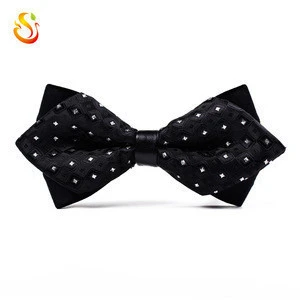 Mens classic polyester square pointy point polychromatic bow tie polyester pointy point bow tie