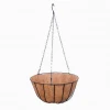 Metal Hanging Planter Basket with Coco Coir Liner  Round Wire Plant Holder with Chain