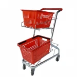 Metal Shopping Trolley With Baskets Supermarket Basket Trolley