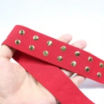 metal trimming elastic webbing rock style elastic band with studs for clothing