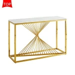 Modern Decorative italian design Stainless Steel hallway Console Table With White Marble Top
