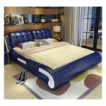Modern Design Home Hotel Luxury Soft Genuine Leather King Size Modern Bed Furniture