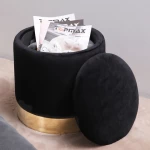 Modern living room furniture fabric gold side velvet Ottoman stool with storage