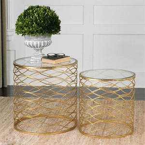 Modern metal living room furniture round stainless steel side table