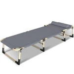 Modern Outdoor Portable Furniture Oxford Fabric Steel Tube Double Folding Beach Sun Lounger With Pillow