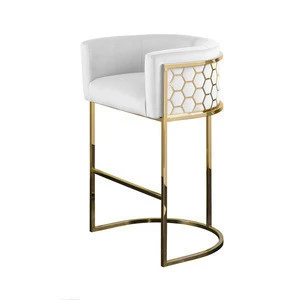 Modern shining brass upholstered bar stool chair