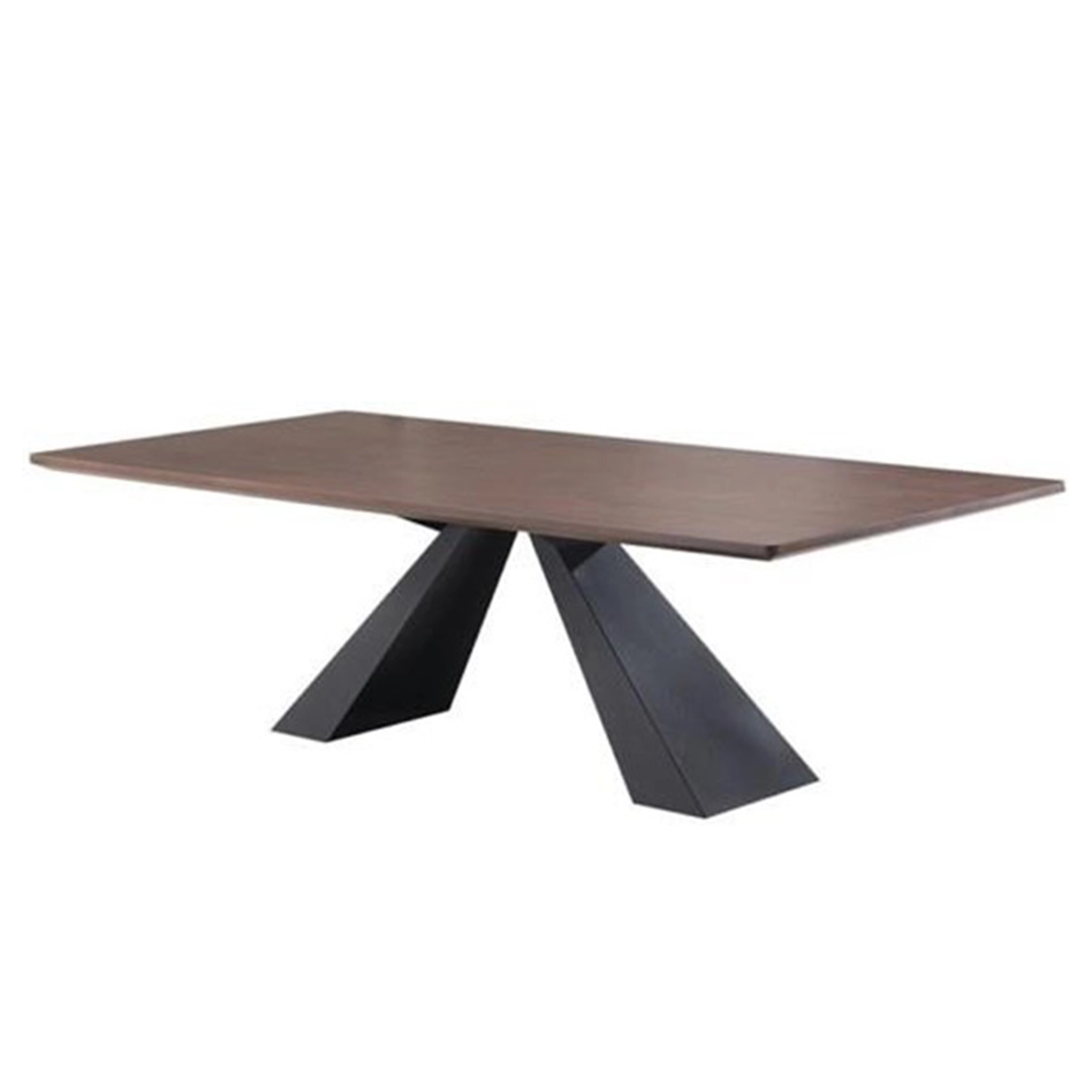 Modern Wood and Steel dining table for up to 8 persons V Steel Legs Teak Wood Industrial furniture