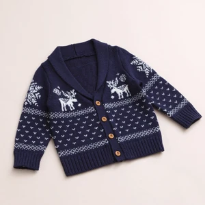 MS81663M cute kids boys pullover deer pattern jacquard weave sweater design