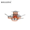 Multifunction Straight Shape Kitchen Cooking Pot 3 Ply Copper Cookware Set