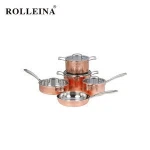 Multifunction Straight Shape Kitchen Cooking Pot 3 Ply Copper Cookware Set